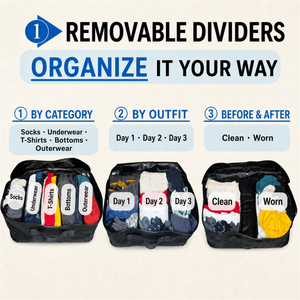 Removable dividers with up to five compartments